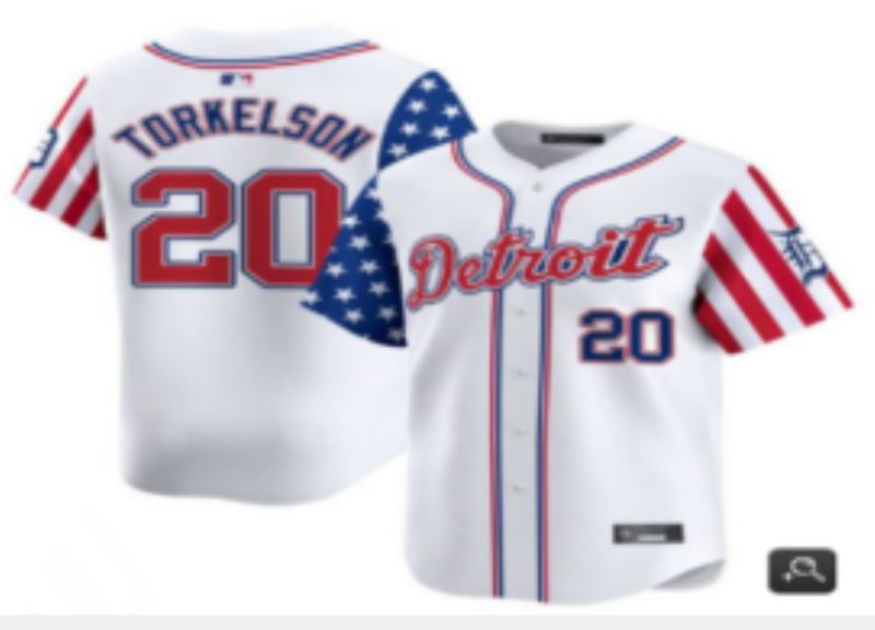 Men Detroit Tigers #20 Torkelson White National Flags 2025 Nike MLB Jersey style 1